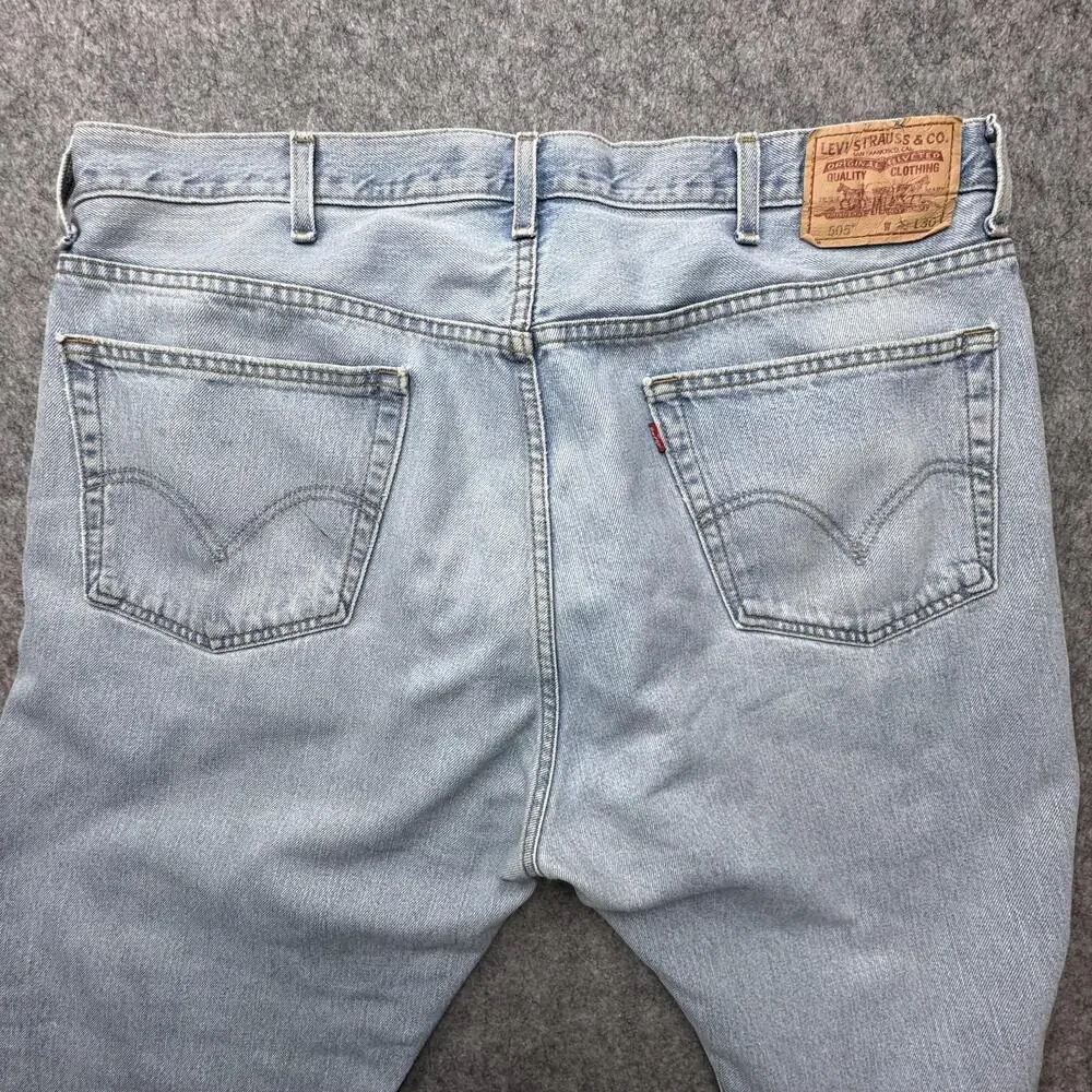 Vintage Levi's 505 Jeans Mens 42x30 Light Wash Straight Leg Distressed